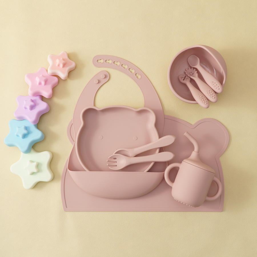 8PCS Silicone Baby Feeding Set - Baby Led Weaning Set 评论和价格