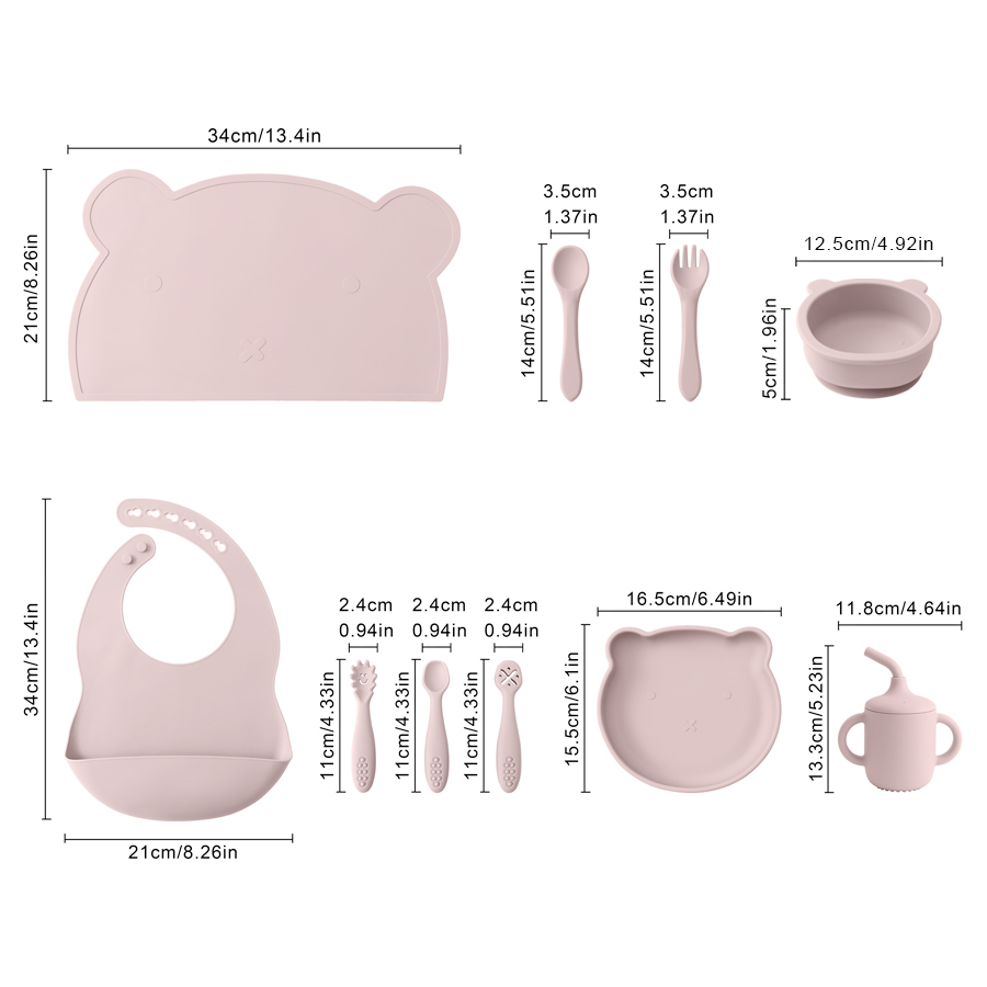 8PCS Silicone Baby Feeding Set - Baby Led Weaning Set 评论和价格