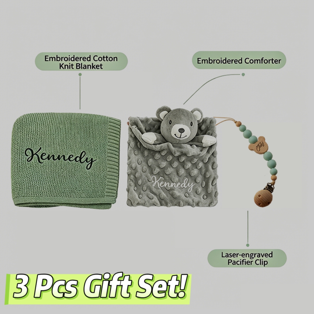 3Pcs Personalized Embroidered  - Baby Swaddle Blanket 评论和价格