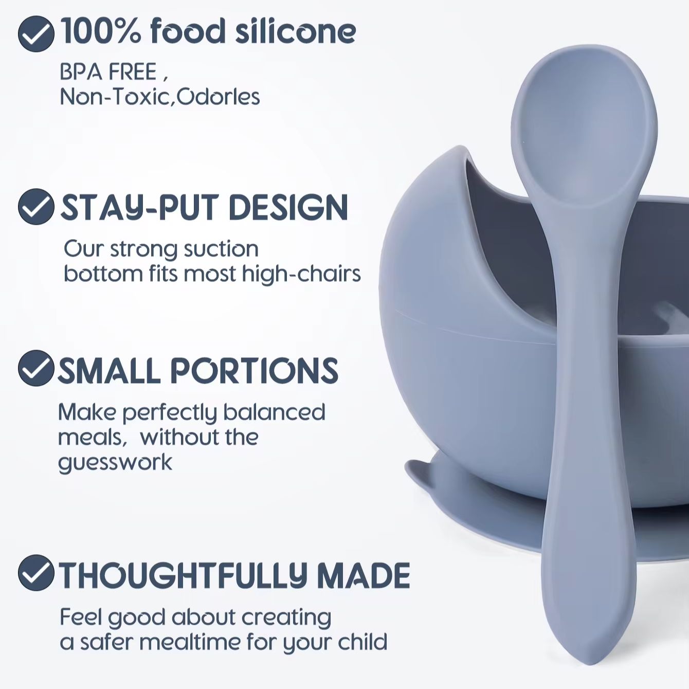 2PC Silicone Sucker Bowl Feedi - Baby Led Weaning Set 评论和价格