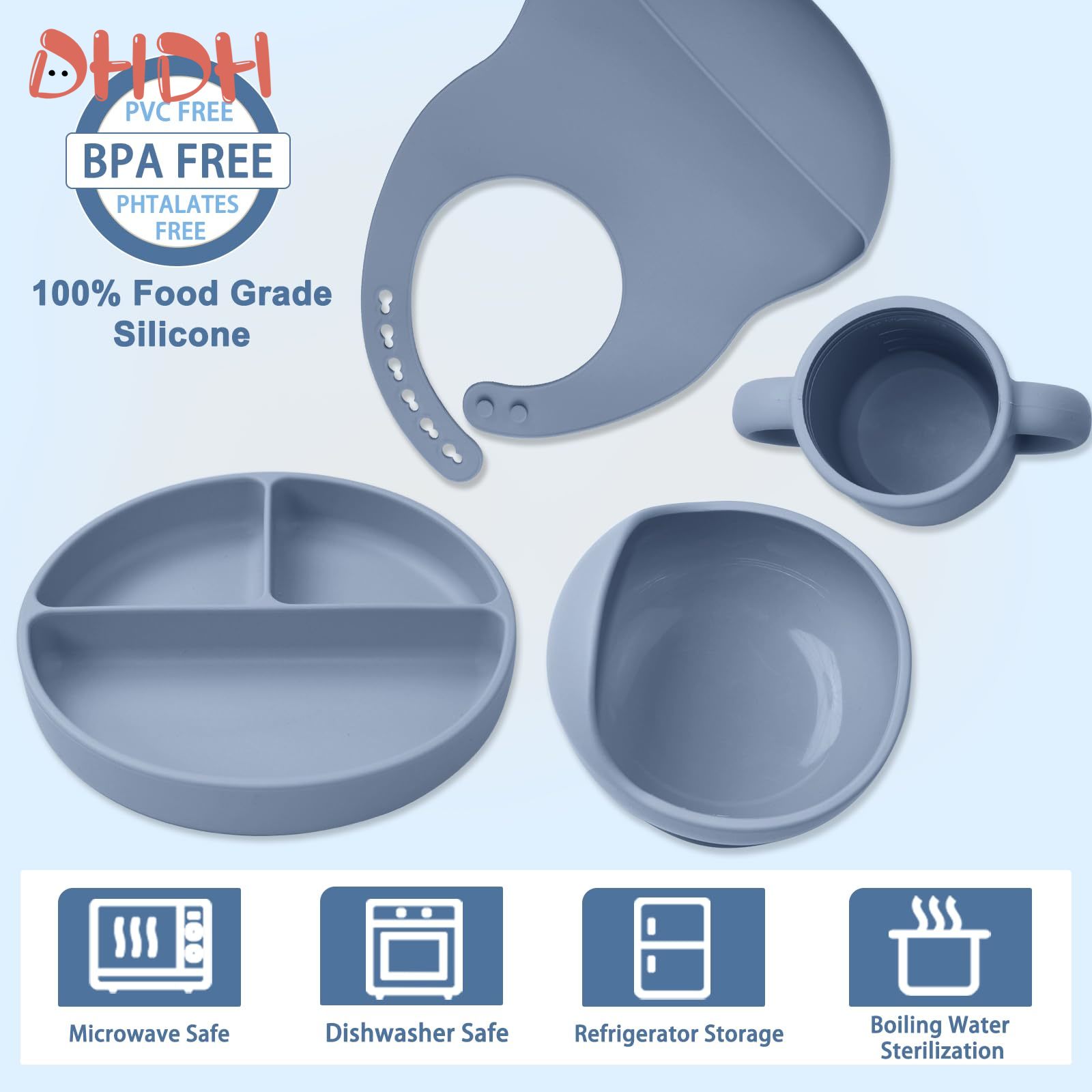 Silicone Baby Feeding Set Tabl - Baby Led Weaning Set 评论和价格